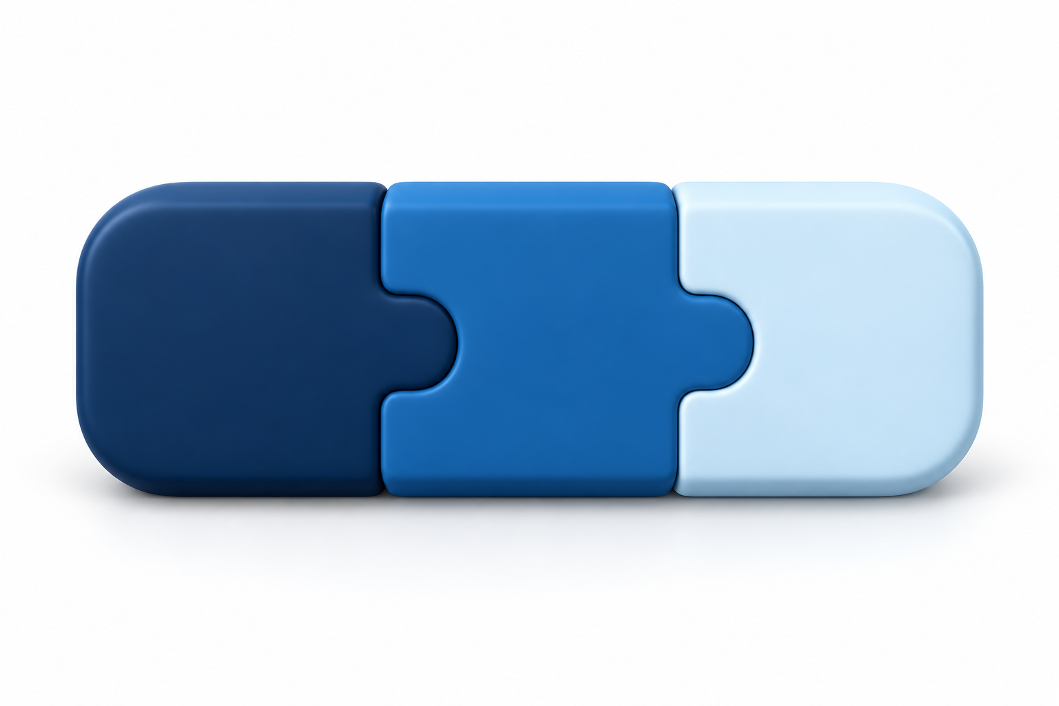 Three connected blue modules illustrate different systems coming together in one solution.